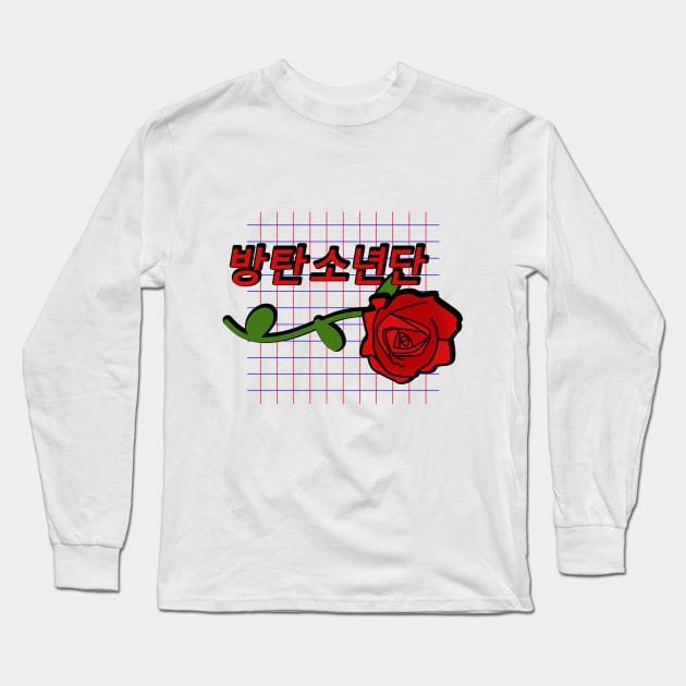 BTS Retro Rose Long Sleeve T-Shirt by HoneyBliss